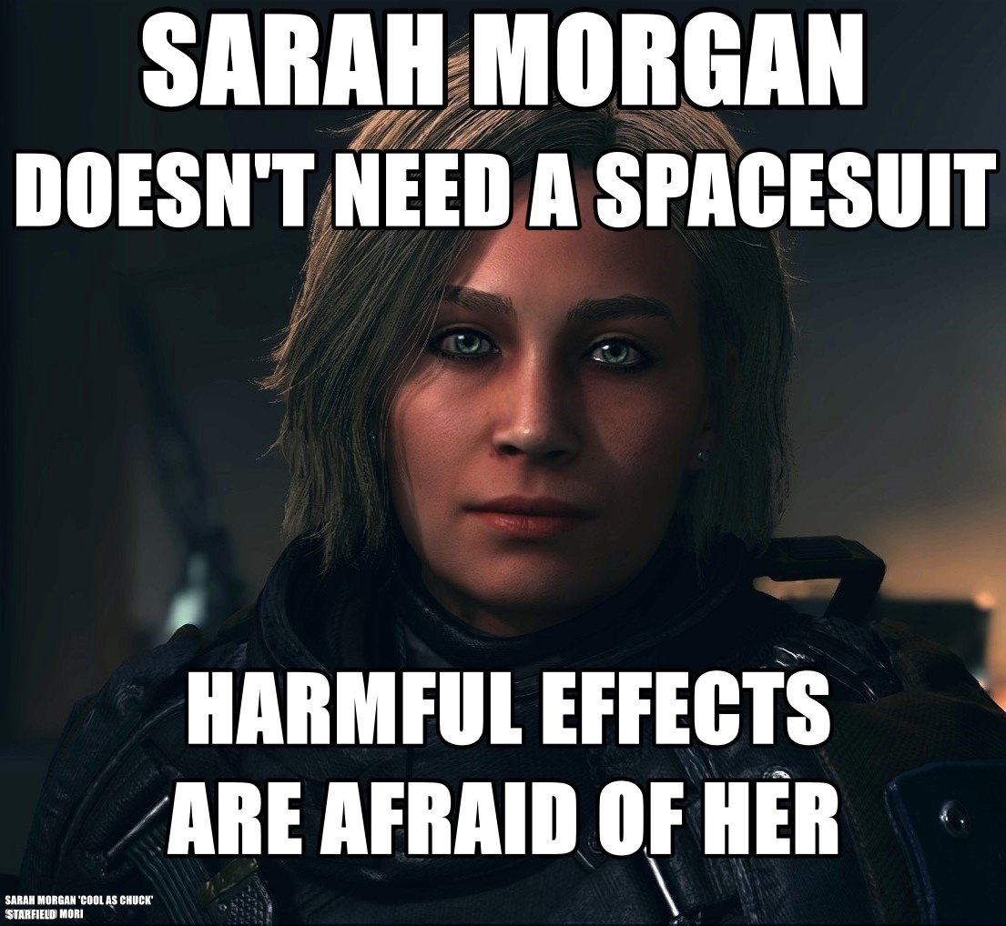 The meme is a humorous image of the character Sarah Connor from the Terminator franchise, but with a different name and a humorous twist on her famous line "I'll be back." The text overlayed on the image reads: "Sarah Connor doesn't need a spacesuit. She's a Terminator."